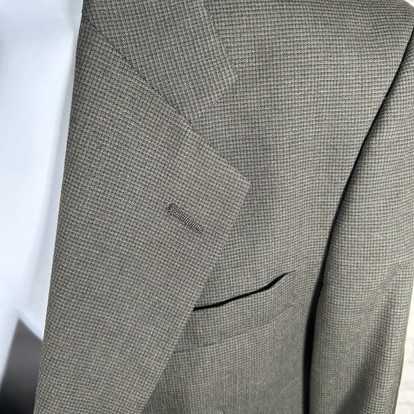 VTG Jos A Bank Business Express 100% Wool Green/Blue Check Blazer Jacket 43R - Picture 8 of 11
